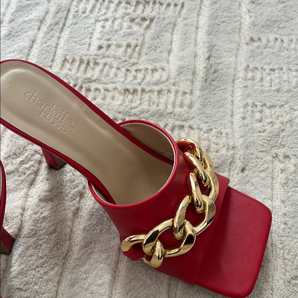 Red Chain Mule Heels - Picture 4 of 4